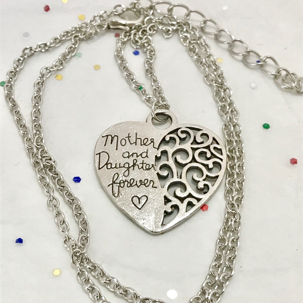 🔥Mother Daughter Silver Heart Adjustable Necklace
